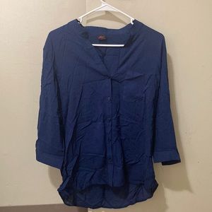 Long Sleeve Button-Down High-Low Shirt